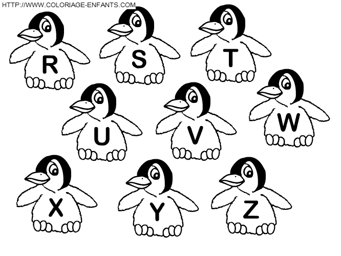 dibujo Alfabeto Pinguinos