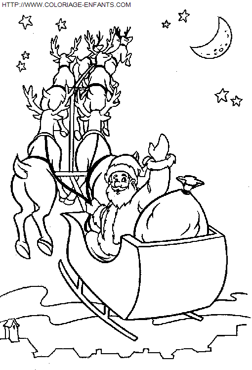 dibujo Navidad Papa Noel carrito