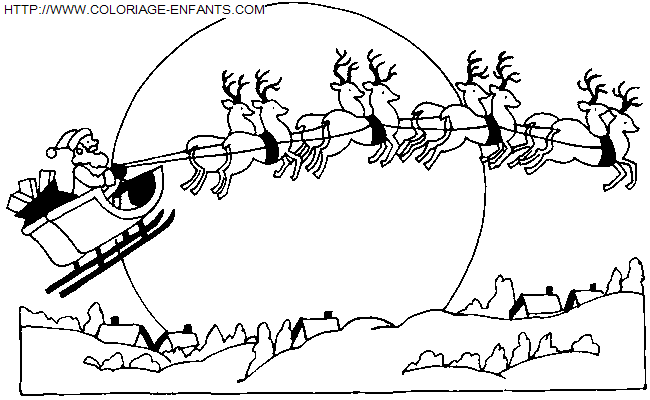 dibujo Navidad Papa Noel carrito