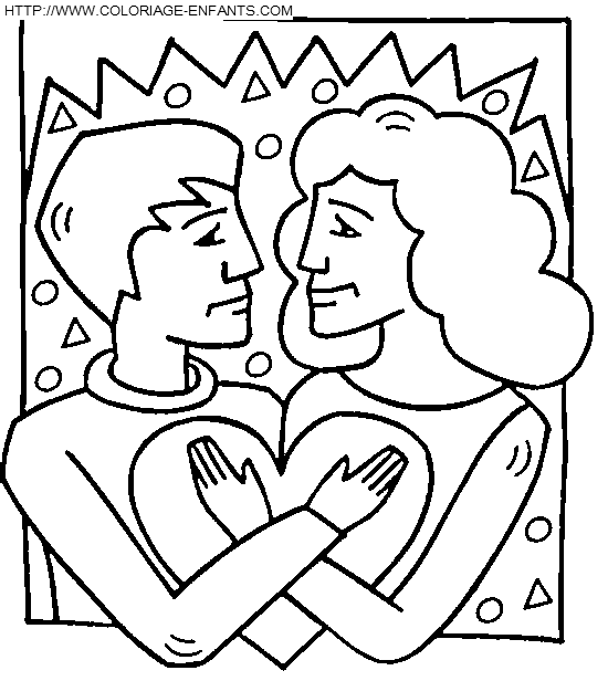 dibujo San Valentin Enamorados